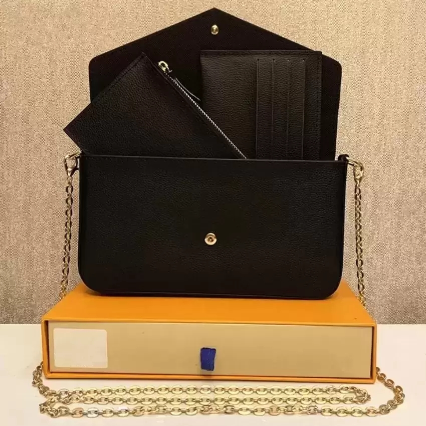 Designers bag 3 pcs/set Wallets Women embossing Genuine Leather Handbag Luxurys Womens Messenger Chain Shoulder Bag Clutch Crossbody Purse With Box M64064 M61276, Red
Designers bag 3 pcs/set Wallets Women embossing Genuine Leather Handbag Luxurys Womens Messenger Chain Shoulder Bag Clutch Crossbody Purse With Box M64064 M61276, Red