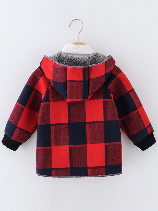 Toddler Boys Plaid Thermal Lined Hooded Coat SHE