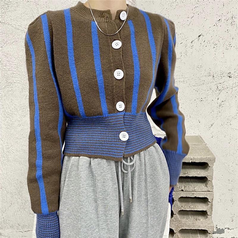 Women's Knits & Tees Spring And Autumn Fashion Design Striped Round Neck Puff Sleeve Short Sweater Coat Knitted Cardigan WomenWomen's Mari22, Brown
Women's Knits & Tees Spring And Autumn Fashion Design Striped Round Neck Puff Sleeve Short Sweater Coat Knitted Cardigan WomenWomen's Mari22, Brown