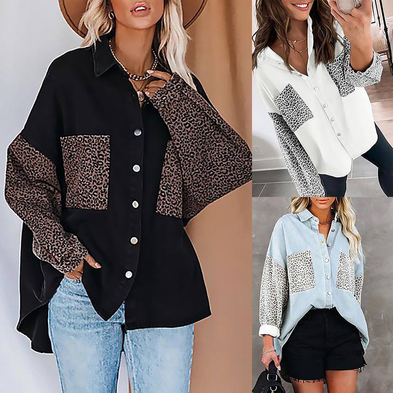 Women' Blouses & Shirts Ladies Office Lapel Cardigan Top Causal Leopard Print Pocket Single-breasted Women T-shirts Pullover Loose Long-sle, White
Women' Blouses & Shirts Ladies Office Lapel Cardigan Top Causal Leopard Print Pocket Single-breasted Women T-shirts Pullover Loose Long-sle, White