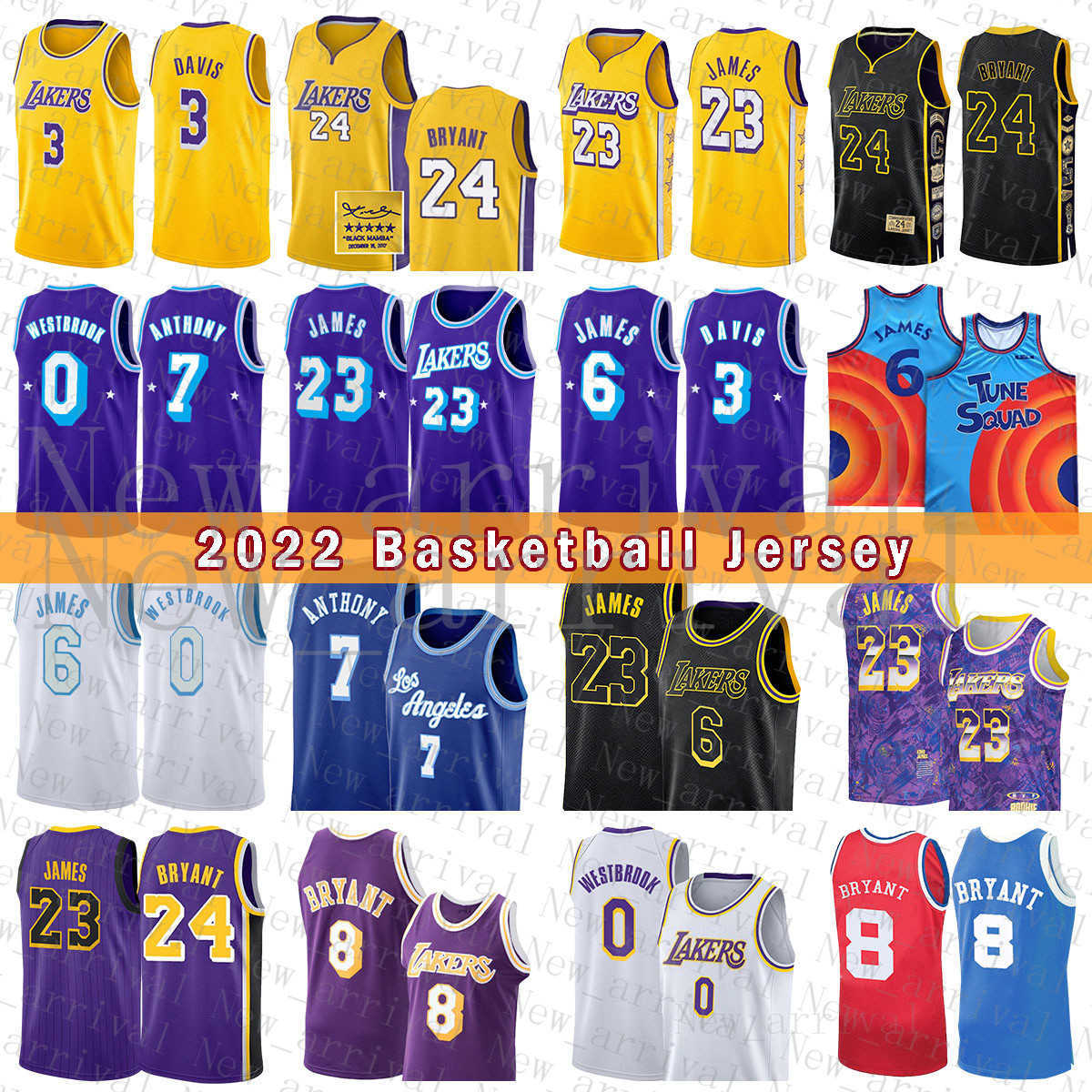 Los Angeles''Lakers''Kobe''Bryant''Mens 24 23 6 0 3 7 Basketball Jersey LeBron James Anthony Russell Westbrook Davis Carmelo Anthony Clear
