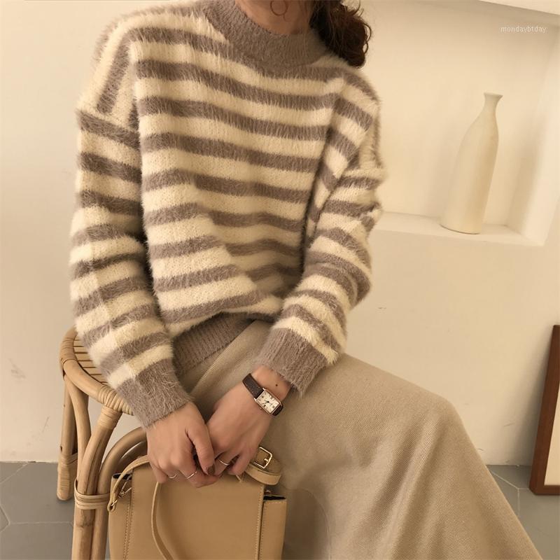 Women's Sweaters Alien Kitty Thicken Stripes All Match Women Chic 2022 Soft Girls Korea Loose Knitted Autumn Casual High Quality OL Tops, Khaki
Women's Sweaters Alien Kitty Thicken Stripes All Match Women Chic 2022 Soft Girls Korea Loose Knitted Autumn Casual High Quality OL Tops, Khaki
