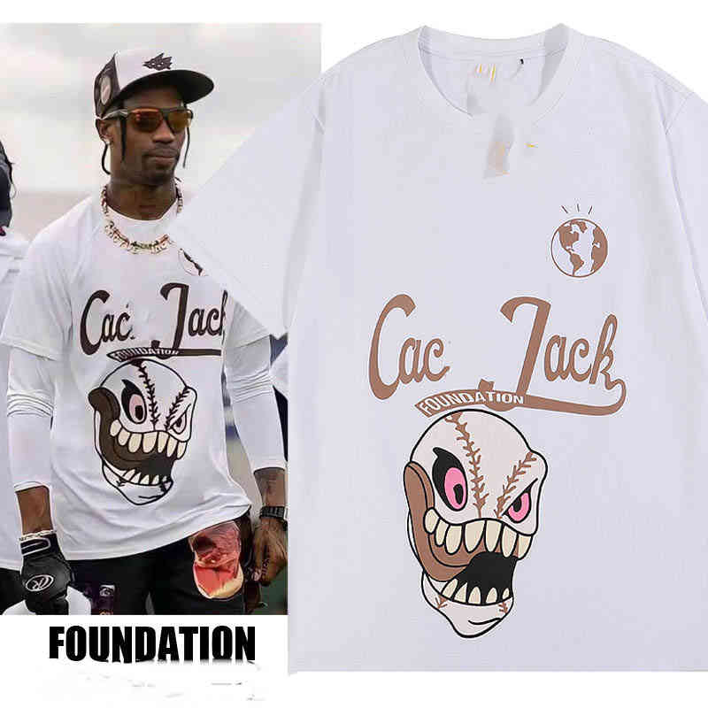 American trendy traviscott cact baseball game peripheral foundation short sve t-shirt men, White
American trendy traviscott cact baseball game peripheral foundation short sve t-shirt men, White