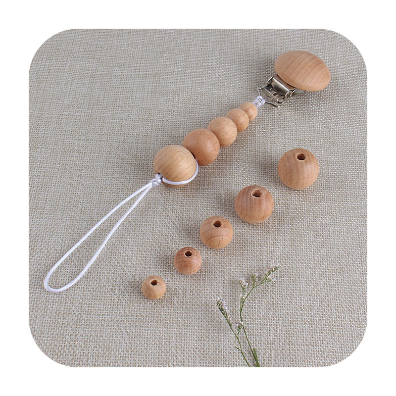 100Pcs Wooden Teething Accessories 1030mm Wooden Teether Chewable Round Beads DIY Craft Jewelry Ecofriendly Beech Beads 220519