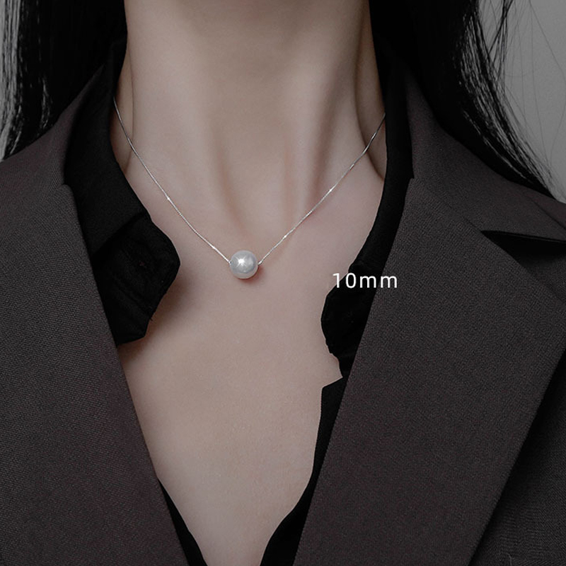 925 Sterling Silver Pearl Clavicle Chain Necklace Simple Style Women Short Chain Necklaces Gift for Love Girlfriend
