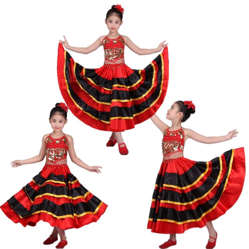 Stage Wear 180-720Degree Spanish Flamenco Dance Dresses For Children Performance Costumes Girls Gypsy Big Skirt Belly Set, C5
Stage Wear 180-720Degree Spanish Flamenco Dance Dresses For Children Performance Costumes Girls Gypsy Big Skirt Belly Set, C5