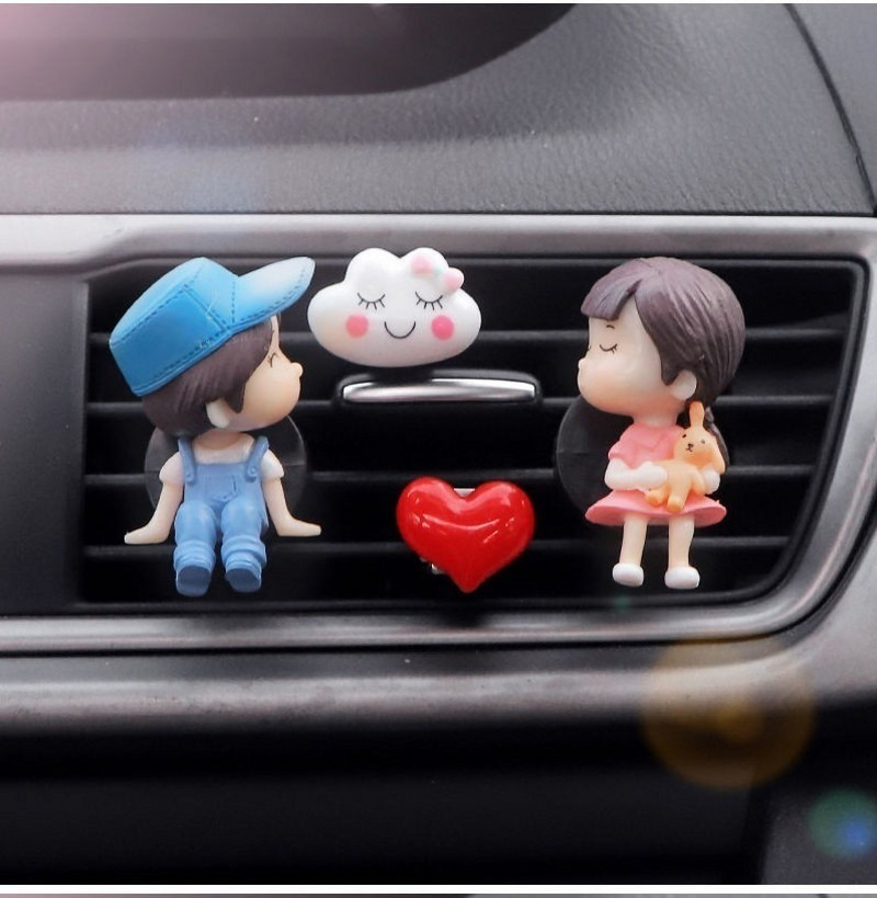 Couples Perfume Clip Car Interior Stylish Decoration Auto Cute Cartoon Couple Aromatherapy Decor Car Accessories Boy Girl Lovers