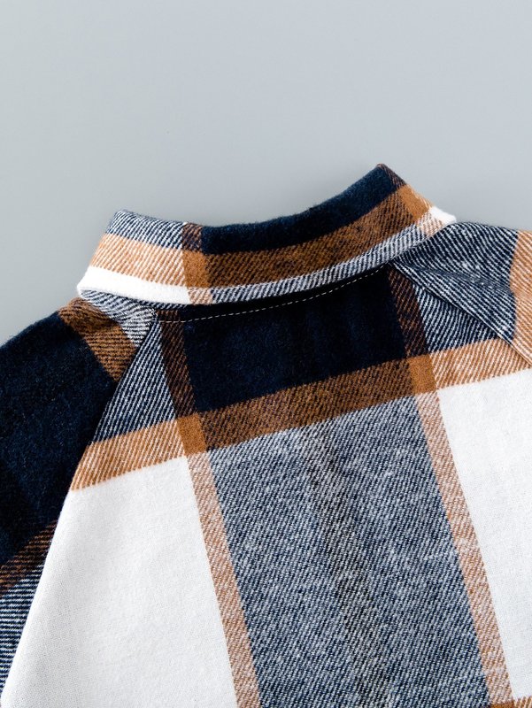 Toddler Boys Plaid Raglan Sleeve Overcoat SHE