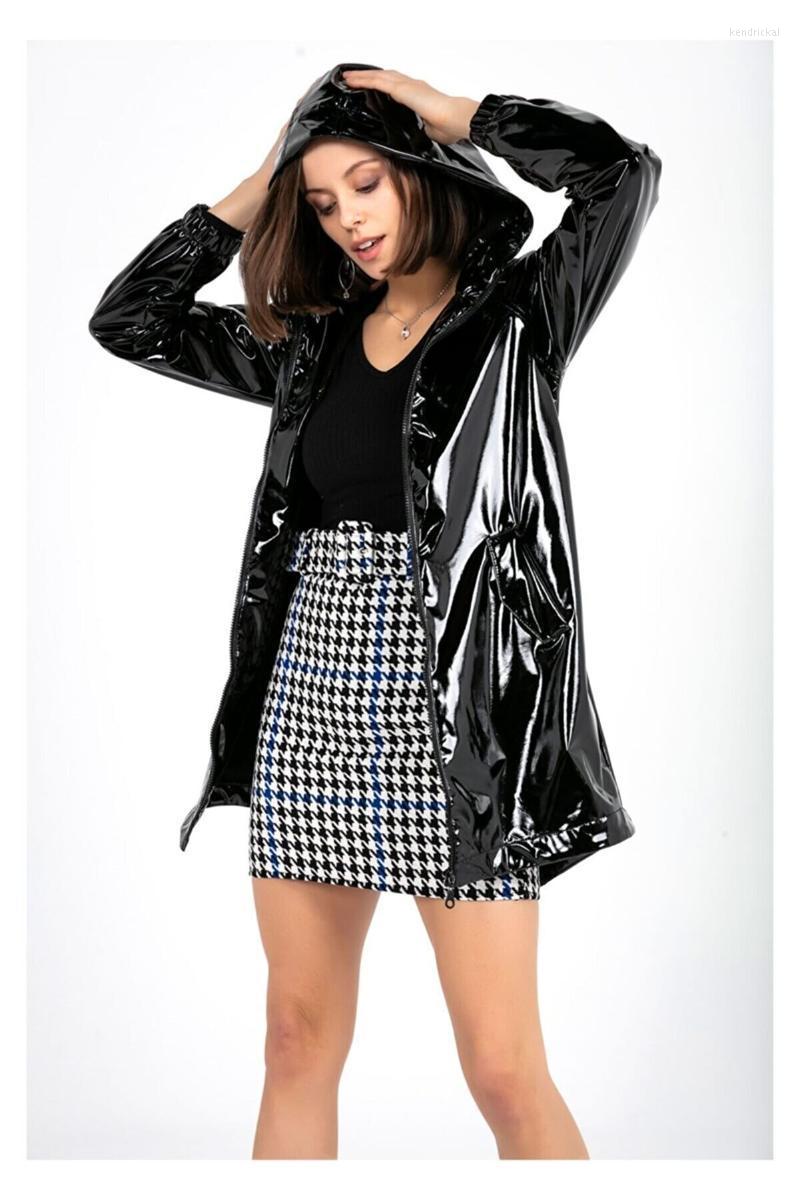 Men' Trench Coats Woman Patent Leather Half-Length Raincoat With Hooded Zipper BlackMen' Kend22, Black
Men' Trench Coats Woman Patent Leather Half-Length Raincoat With Hooded Zipper BlackMen' Kend22, Black