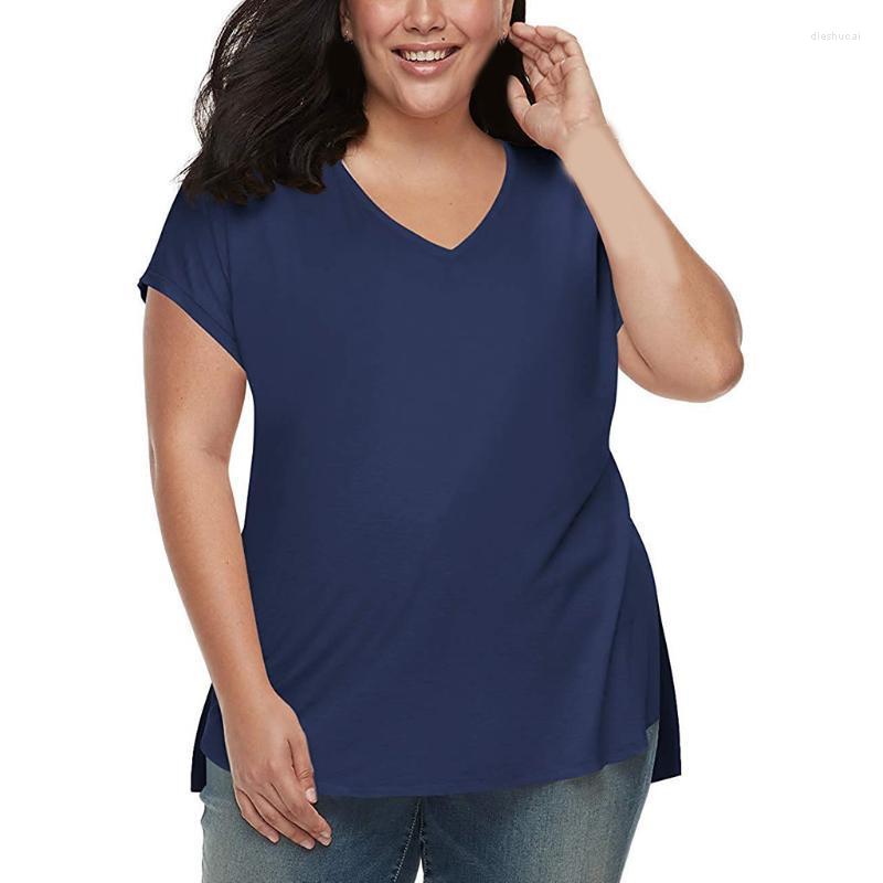 Women's T-Shirt Plus Size Shirt Summer Top Women Solid Fashion Casual Short Sleeve V-neck Loose Slit Roupas Femininas, Black
Women's T-Shirt Plus Size Shirt Summer Top Women Solid Fashion Casual Short Sleeve V-neck Loose Slit Roupas Femininas, Black