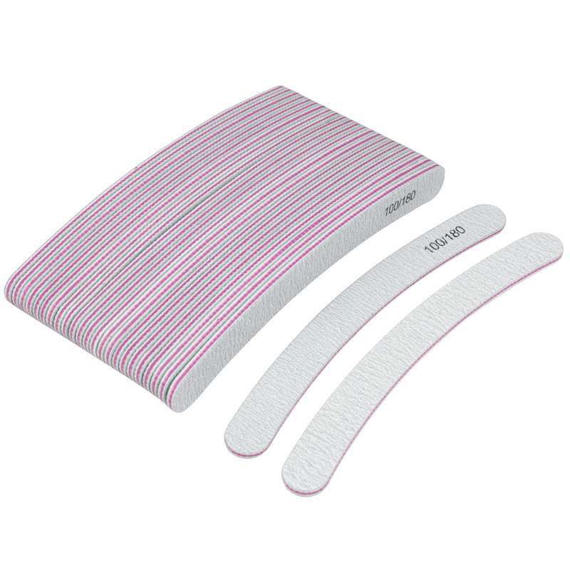 10pcs Curved File For Manicure Grey Sandpaper 100180 Sanding Polisher er Block Washable Nail Tool lime a ongle 220704