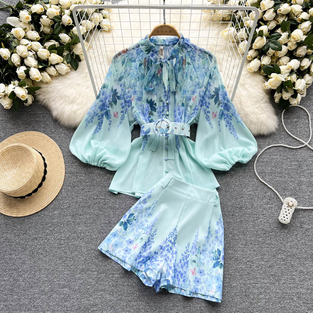 2022 Summer Women Two Piece Pants Bow Tie Neck Single Breasted Chiffon Shirts and High Waist Pockets Belt Shorts Runway 2 Piece Outfits, Same as picture
2022 Summer Women Two Piece Pants Bow Tie Neck Single Breasted Chiffon Shirts and High Waist Pockets Belt Shorts Runway 2 Piece Outfits, Same as picture