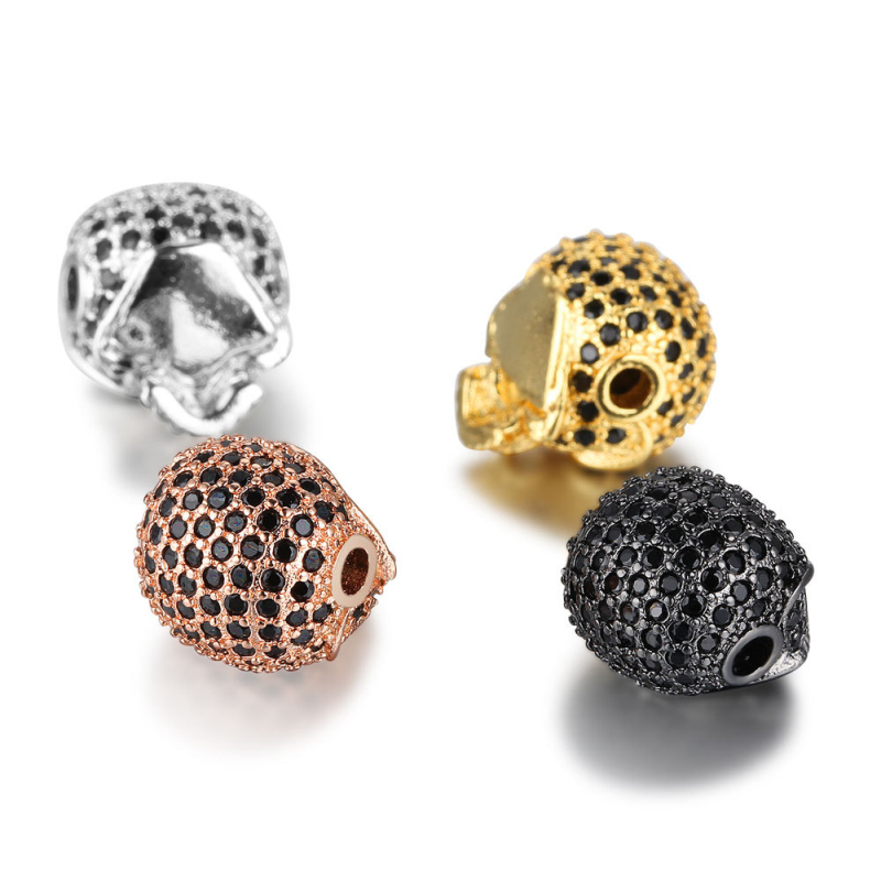 Fashion CZ Micro Pave Skull Charm Beads for DIY Bracelet Jewelry Making