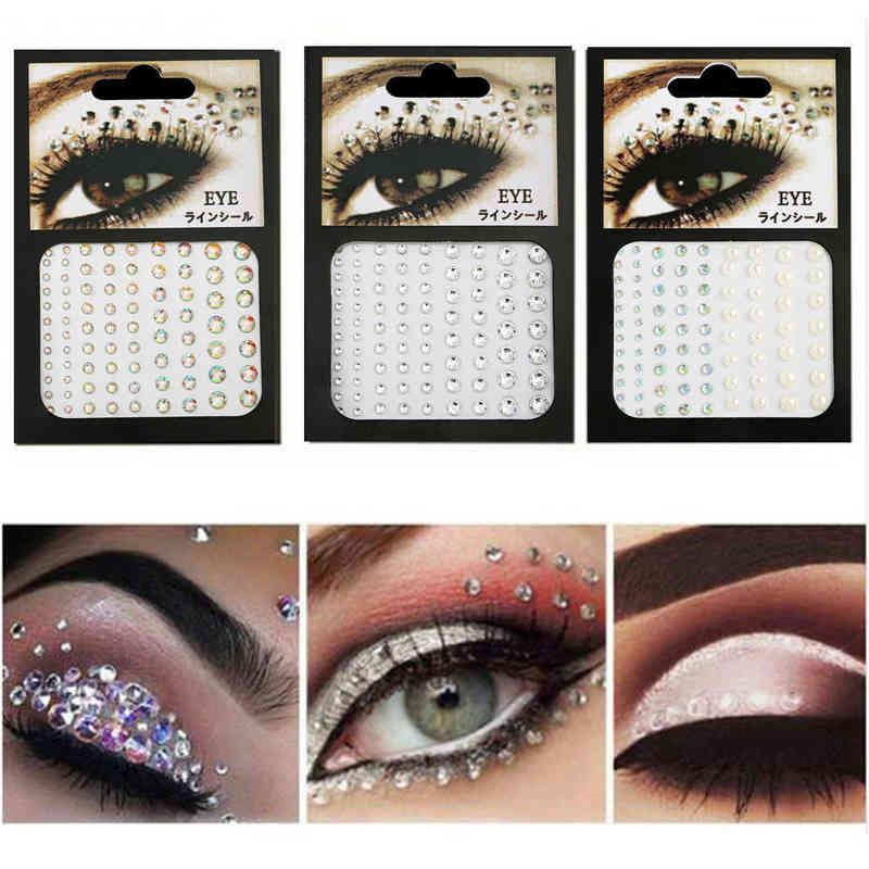 NXY Temporary Tattoo Fashion Women Diamond Makeup Eyeliner Eyeshadow Face Sticker Jewel Crystal 0330