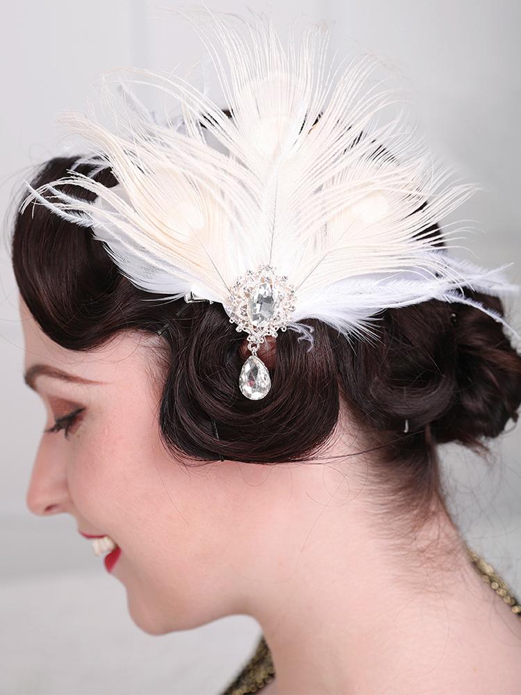 Hair Clips & Barrettes Vintage Champagne Feather Bride Fascinators Rhinestone Head Jewelry Wedding Mesh Veil Cocktail Party Headwewar For Wo
Hair Clips & Barrettes Vintage Champagne Feather Bride Fascinators Rhinestone Head Jewelry Wedding Mesh Veil Cocktail Party Headwewar For Wo