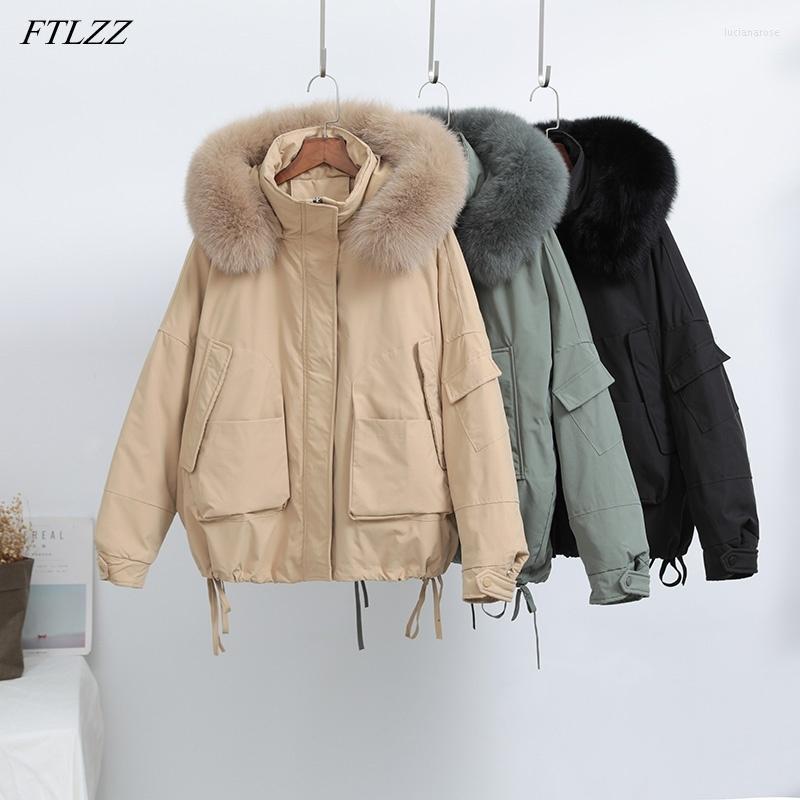 Women' Down & Parkas FTLZZ Winter Large Real Fur Collar Hooded Detachable Liner Feather Jacket Women Warm Short Parker Thick Coat Drawcord, Black
Women' Down & Parkas FTLZZ Winter Large Real Fur Collar Hooded Detachable Liner Feather Jacket Women Warm Short Parker Thick Coat Drawcord, Black