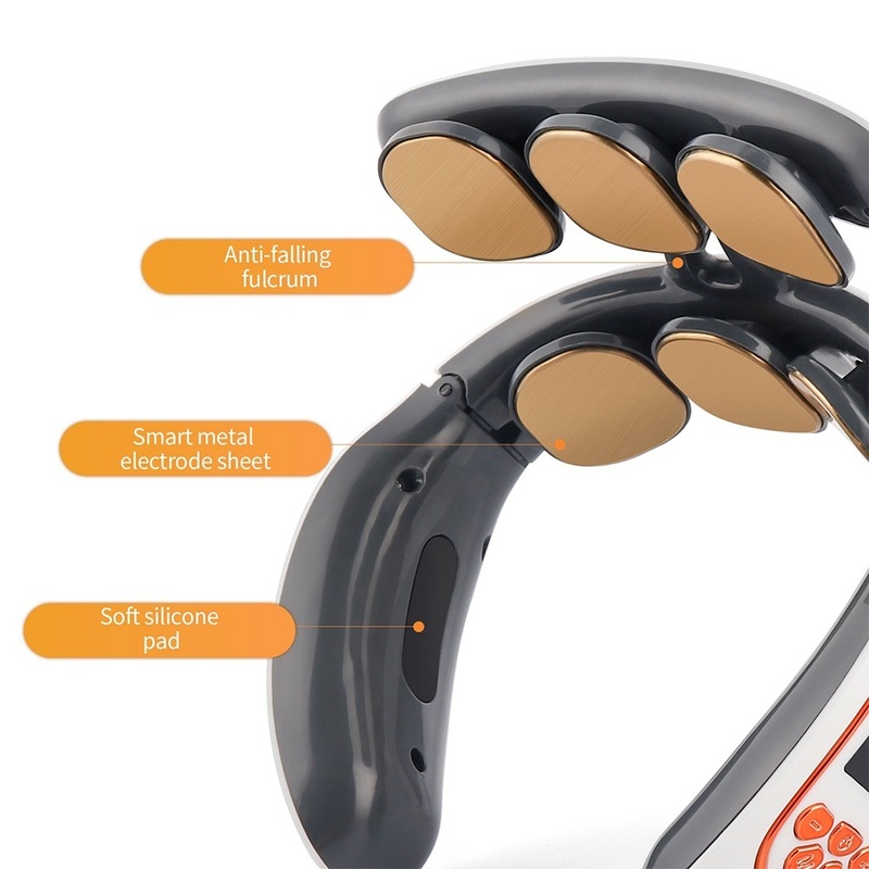 6 Heads Smart Electric Neck and Back Pulse Massager TENS Wireless Heat Cervical Vertebra Relax Pain Kneading Massage Machine 220512