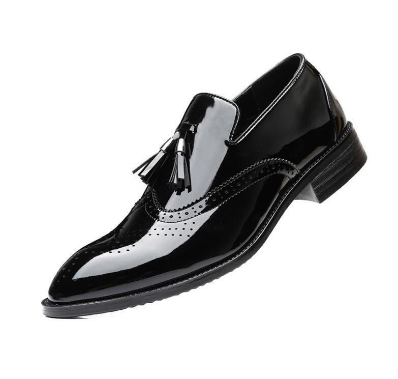 Hyper Royal Orange Green Red Cowhide Men Dress Shoes Work Wear Style Round Toe Soft-Sole Fashion Shoes, As picture