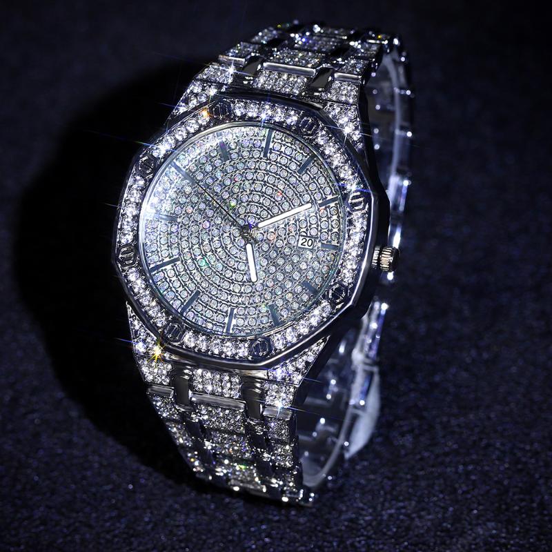 Wristwatches HipHop Iced Out Men Women Watch Luxury Date Quartz Bling Full Rhinestones Watches Cuban Hand Chain Fashion Jewelry 2022, Slivery;brown
Wristwatches HipHop Iced Out Men Women Watch Luxury Date Quartz Bling Full Rhinestones Watches Cuban Hand Chain Fashion Jewelry 2022, Slivery;brown