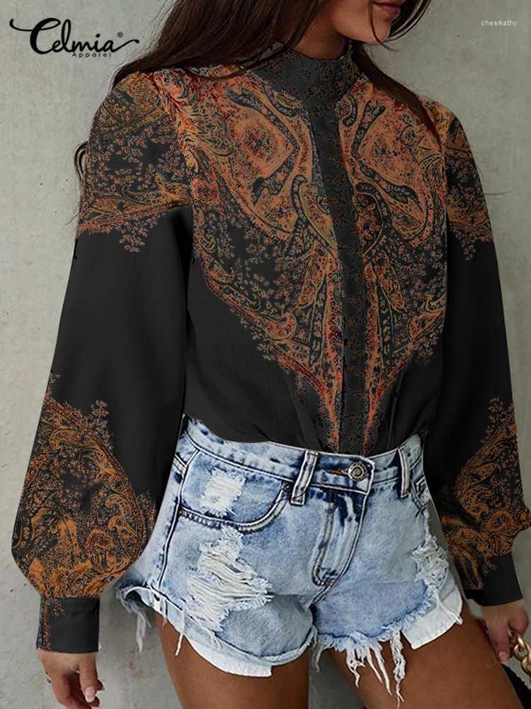Women' Blouses & Shirts Celmia Female Streetwear Tops Stand Collar Chic Fashion Long Puff Sleeve Blusas Women Vintage Floral Print Spring, Blue
Women' Blouses & Shirts Celmia Female Streetwear Tops Stand Collar Chic Fashion Long Puff Sleeve Blusas Women Vintage Floral Print Spring, Blue