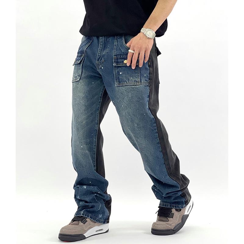 Men's Jeans Original High Street Ink Splash Patchwork Pockets Jeansfor Men And Women Contrast Color Straight Oversized Loose Denim TrousersM, Blue
Men's Jeans Original High Street Ink Splash Patchwork Pockets Jeansfor Men And Women Contrast Color Straight Oversized Loose Denim TrousersM, Blue