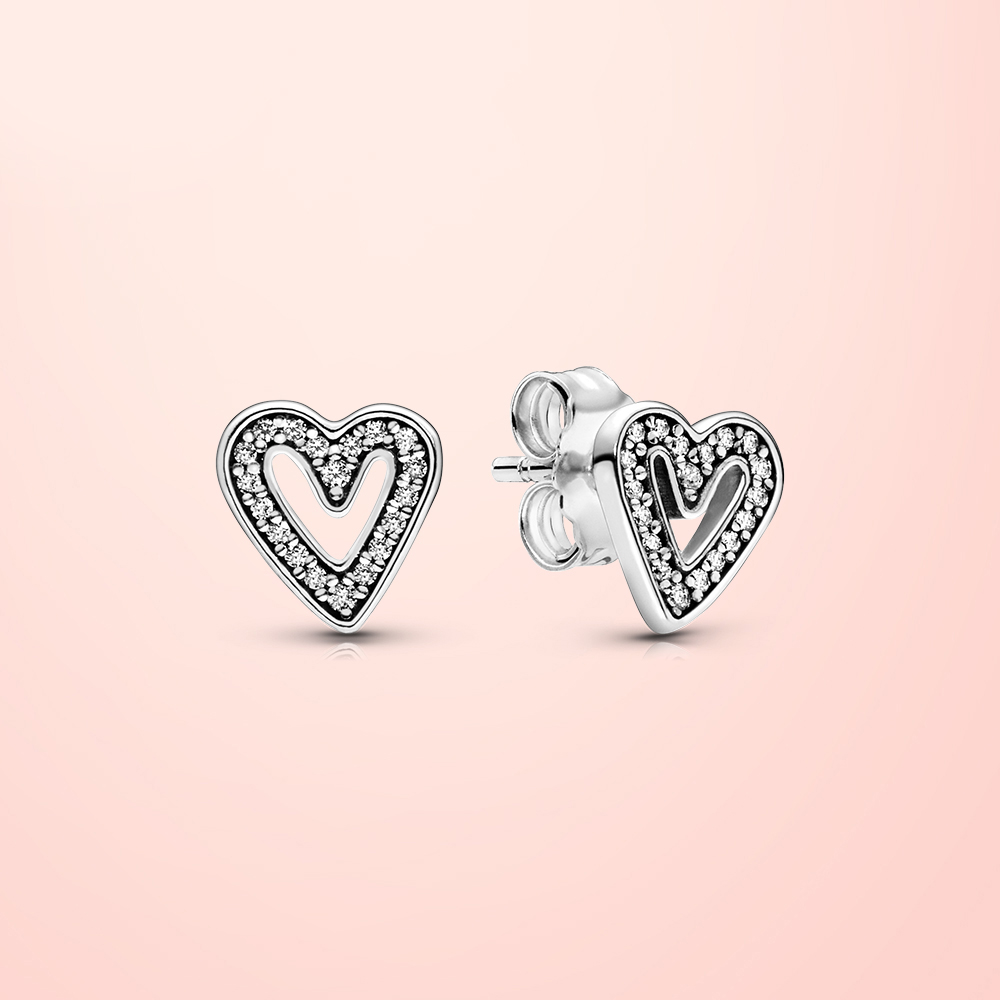 new trend 925 sterling silver shiny handpainted heart stud earrings womens original fashion jewelry making