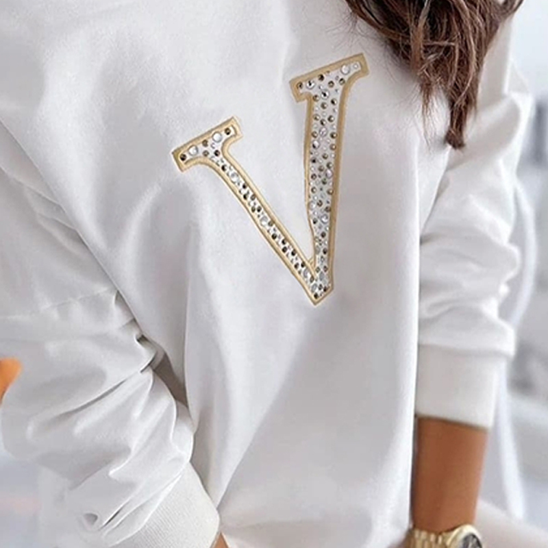 Autumn Women Sexy White Round Neck Fashion T-shirts Daily Wear One Shoulder Letter Long Sleeve Casual Top 220321