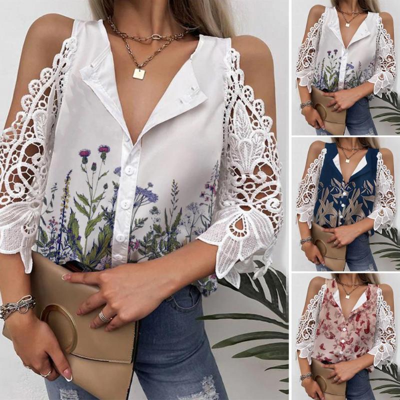 Women' Blouses & Shirts 2022 Office Lady Elegant Chic Button Printed Blouse Fashion Sexy Hollow Sleeve Patchwork Tops Casual Women Blusa, Blue
Women' Blouses & Shirts 2022 Office Lady Elegant Chic Button Printed Blouse Fashion Sexy Hollow Sleeve Patchwork Tops Casual Women Blusa, Blue