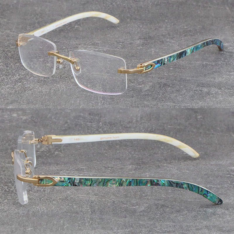 Diamond cut Mens Fashion Style Metal Rimless Frames Eyeglasses Original Seashell Inside White Genuine Natural Horn Male Female Outdoors Driving Eyewear Size 57-18 
Diamond cut Mens Fashion Style Metal Rimless Frames Eyeglasses Original Seashell Inside White Genuine Natural Horn Male Female Outdoors Driving Eyewear Size 57-18