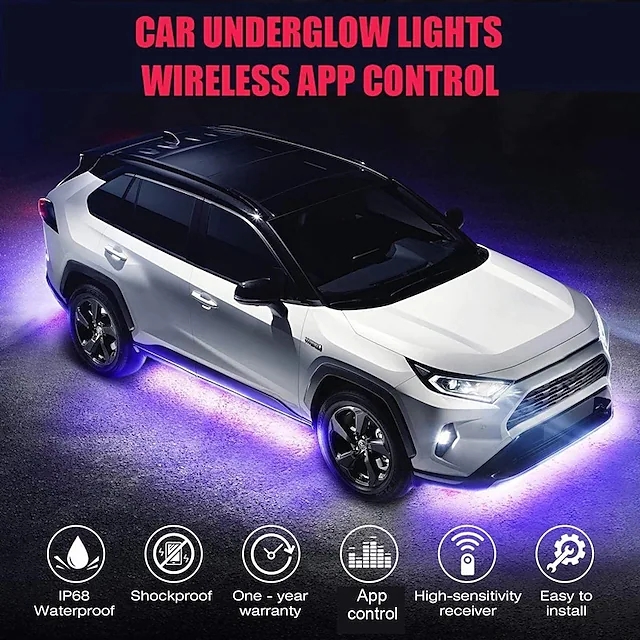100W 5050 SMD LED IP68 Waterproof Car Underbody Light LED Decorative Lamp Auto RGB Underglow Flexible Strip Voice APP Control