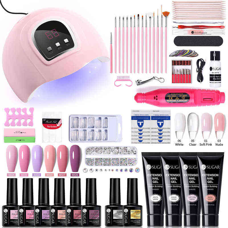 NXY Nail Gel Set Uv Led Lamp Dryer with 6pcs Polish Kit Soak Off Manicure Tools Electric Drill Tool 0328