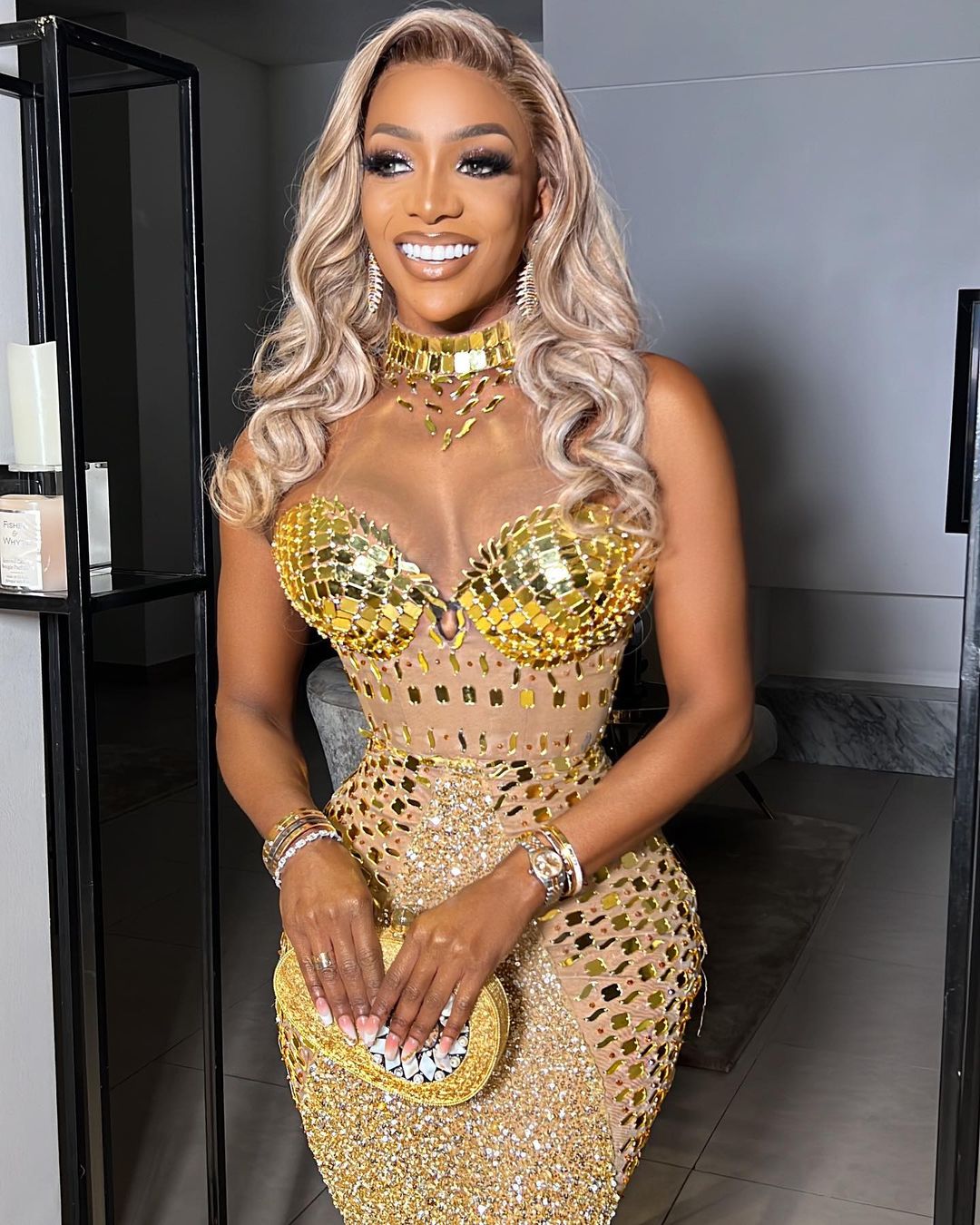 2022 Plus Size Arabic Aso Ebi Gold Sparkly Mermaid Prom Dresses Beaded Crystals Evening Formal Party Second Reception Birthday Engagement Gowns Dress 