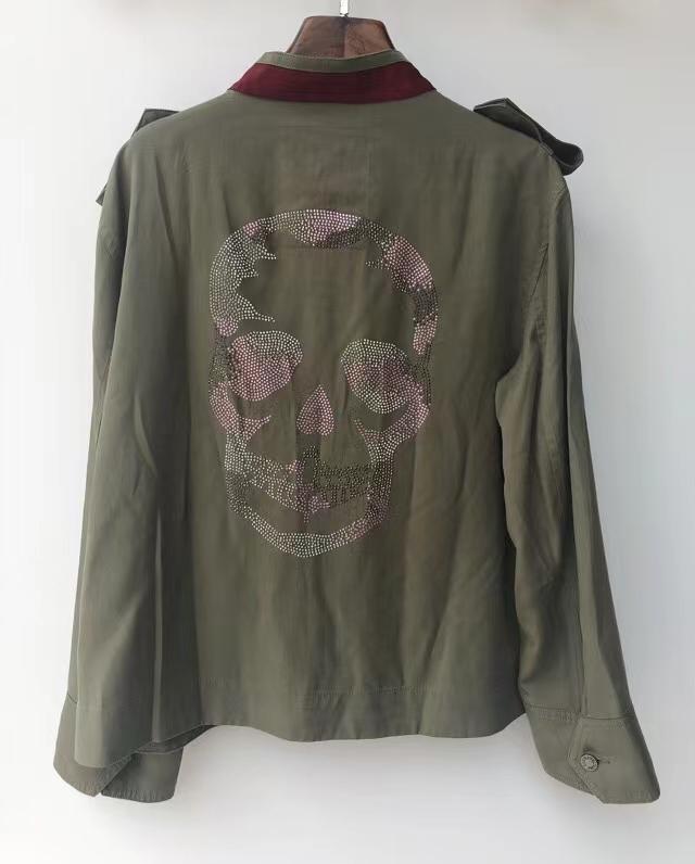 Women' Jackets Women Green Jacket Coat 2022 Zipper Back Rhinestone Skull Pattern Long Sleeve O-neck Loose With Pockets
Women' Jackets Women Green Jacket Coat 2022 Zipper Back Rhinestone Skull Pattern Long Sleeve O-neck Loose With Pockets