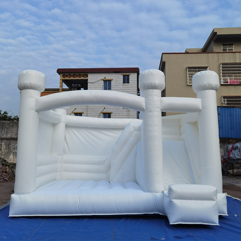 Outdoor Wedding White Bounce House Inflatable Bouncing Castle With Slide PVC Commercial jumping Bouncer Bouncy Combo For Kids Moonwalks n adults