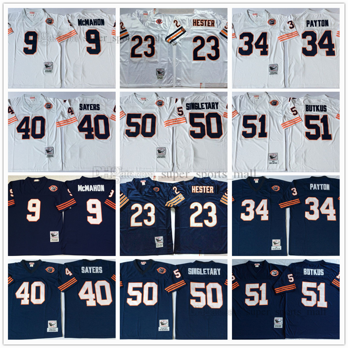Vintage Football Jerseys Mitchell and Ness 34 Walter Payton 40 Gale Sayers 50 Singletary 51 Butkus 54 Brian Urlacher 72 Perry Hampton Stitched Jersey add Patch, Same as picture
Vintage Football Jerseys Mitchell and Ness 34 Walter Payton 40 Gale Sayers 50 Singletary 51 Butkus 54 Brian Urlacher 72 Perry Hampton Stitched Jersey add Patch, Same as picture