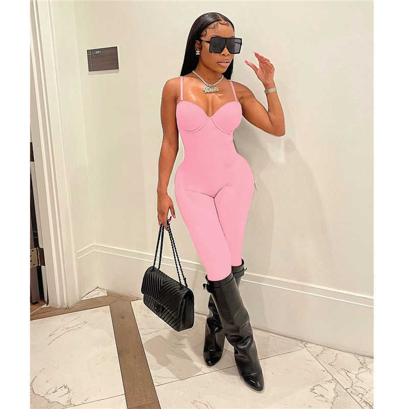 2023 Sexy Jumpsuits for Women Summer Sleeveless Playsuits Spaghetti Strap Onesies Nightclub Sexy Solid Rompers