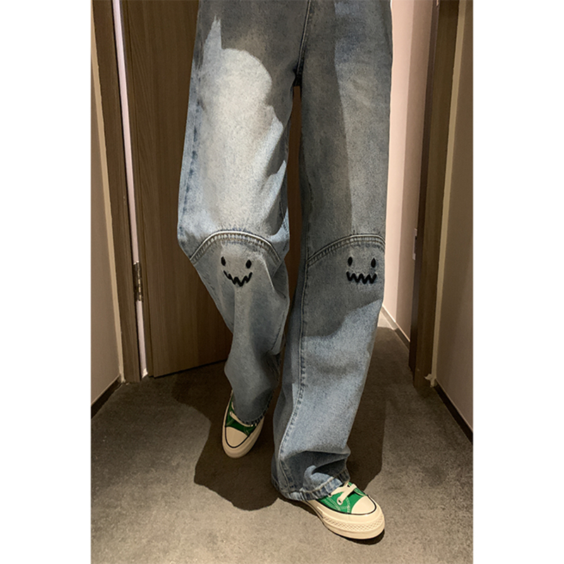 Plus Size Womens Jeans High Waist Straight Baggy Fashion Pants Streetwear Harajuku Vintage Casual Female Wide Leg Denim Trouser 220711