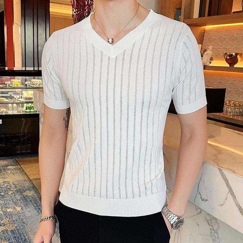 Men's T-Shirts Summer Thin Rib V-neck Men's Arrival Slim Fahion Hollow Knitted Short Sleeve 4XL D74Men's, Pink
Men's T-Shirts Summer Thin Rib V-neck Men's Arrival Slim Fahion Hollow Knitted Short Sleeve 4XL D74Men's, Pink