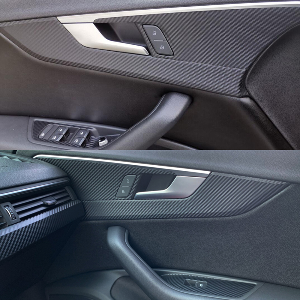 For Audi A4 A5 B9 2017-2019 Interior Central Control Panel Door Handle 3D/5D Carbon Fiber Stickers Decals Car styling Accessorie