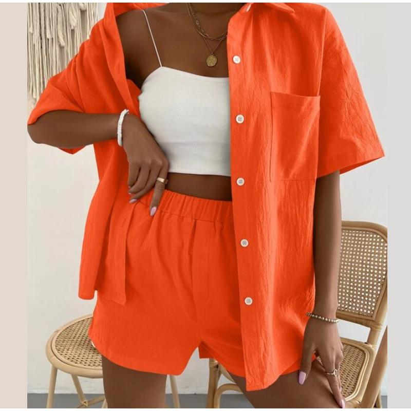 Women' Tracksuits Women 2 Piece Outfits Long Sleeve Single-breasted Top Broad-legged Shorts Set Fashion Ladies Sexy Solid Suits 2022 Summer, Orange 01 pocket
Women' Tracksuits Women 2 Piece Outfits Long Sleeve Single-breasted Top Broad-legged Shorts Set Fashion Ladies Sexy Solid Suits 2022 Summer, Orange 01 pocket