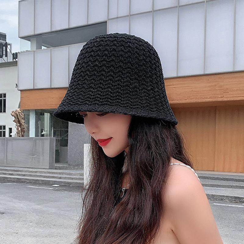 Wide Brim Hats Women Summer Hollow Knitted Bucket Hat Retro Breathable Round Top Straw Outdoor Portable Small Fisherman Lady Sun Caps, Black
Wide Brim Hats Women Summer Hollow Knitted Bucket Hat Retro Breathable Round Top Straw Outdoor Portable Small Fisherman Lady Sun Caps, Black