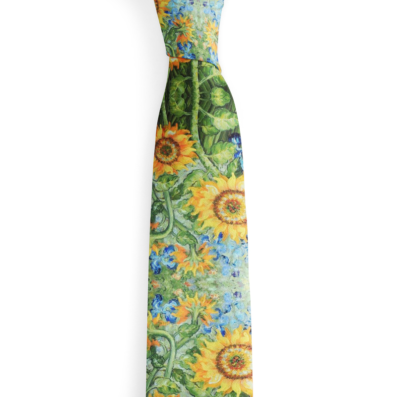 Van Gogh Oil Painting Retro Tie Men Women 8cm Wide Polyester Sunflower Necktie Casual Party Wedding Shirt Suit Accessories 220409