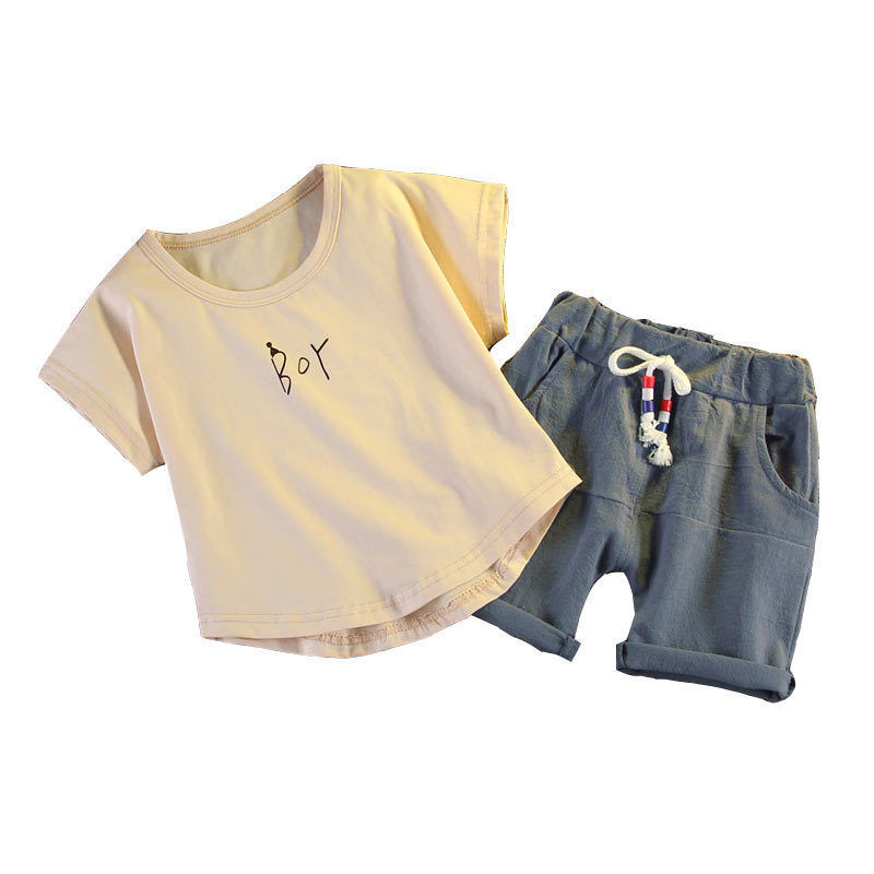 Simple Clothes for Kids Cotton Short Sleeve Boy Set Child Clothing T Shirt Pants 2pcs O-Neck Infant Baby Boys 220507