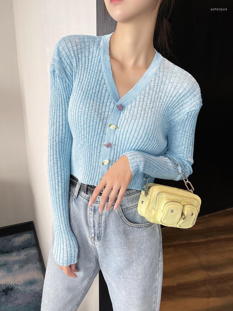 Women' Knits & Tees Korean V-neck Three-dimensional Flower Button Knitted Cardigan In Autumn And Winter 2022 Perf22, Sky blue
Women' Knits & Tees Korean V-neck Three-dimensional Flower Button Knitted Cardigan In Autumn And Winter 2022 Perf22, Sky blue