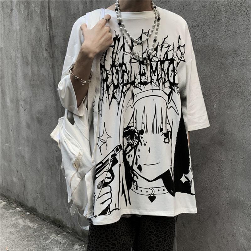 Men039s TShirts Emo Women Men Gothic Anime T Shirt Hip Hop Top Tees Oversized Streetwear Harajuku Tshirt Short Sleeve Alt Tee2513085