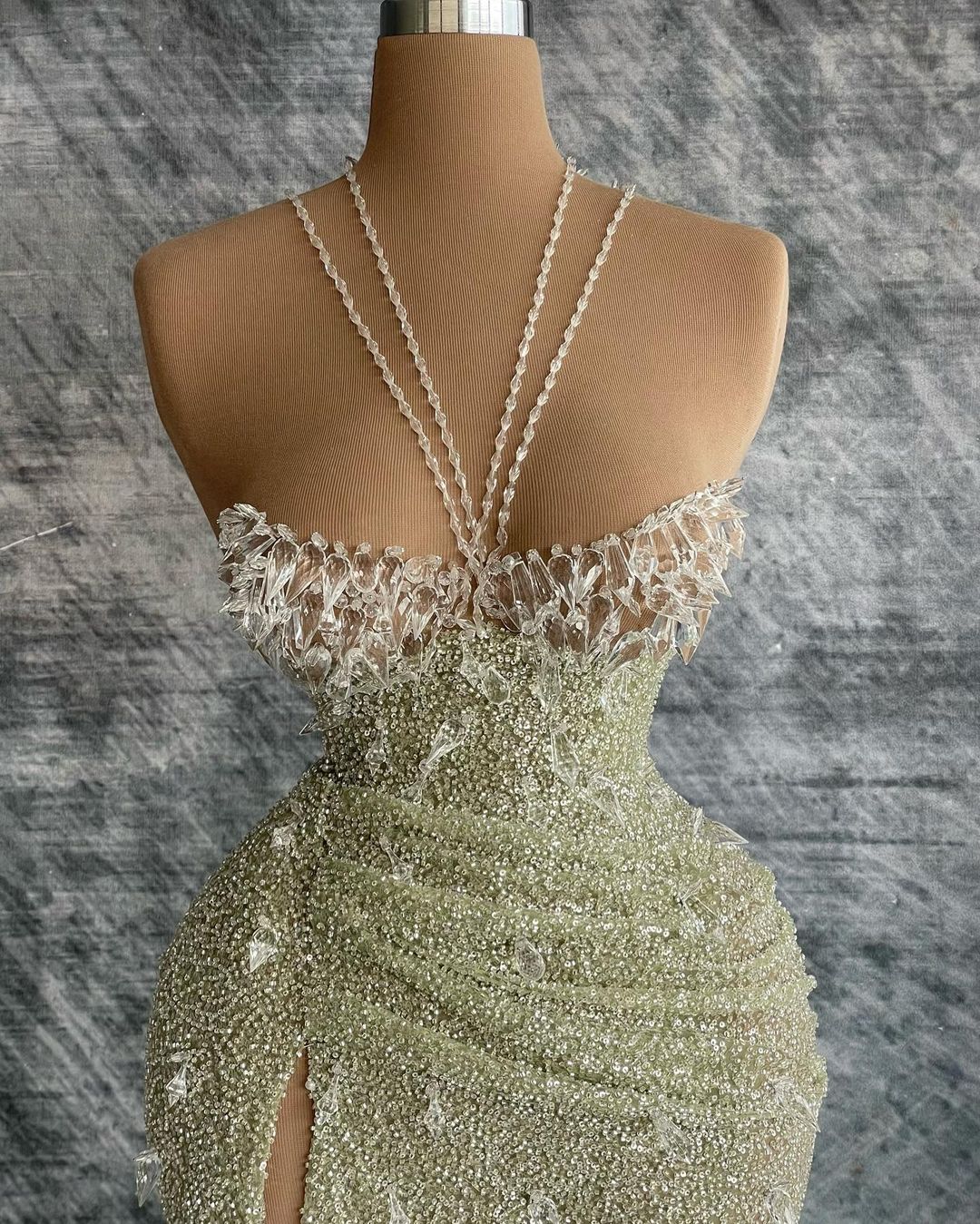 Plus Size Arabic Aso Ebi Silver Mermaid Luxurious Prom Dresses Crystals Sexy Evening Formal Party Second Reception Birthday Engagement Gowns Dress ZJ4