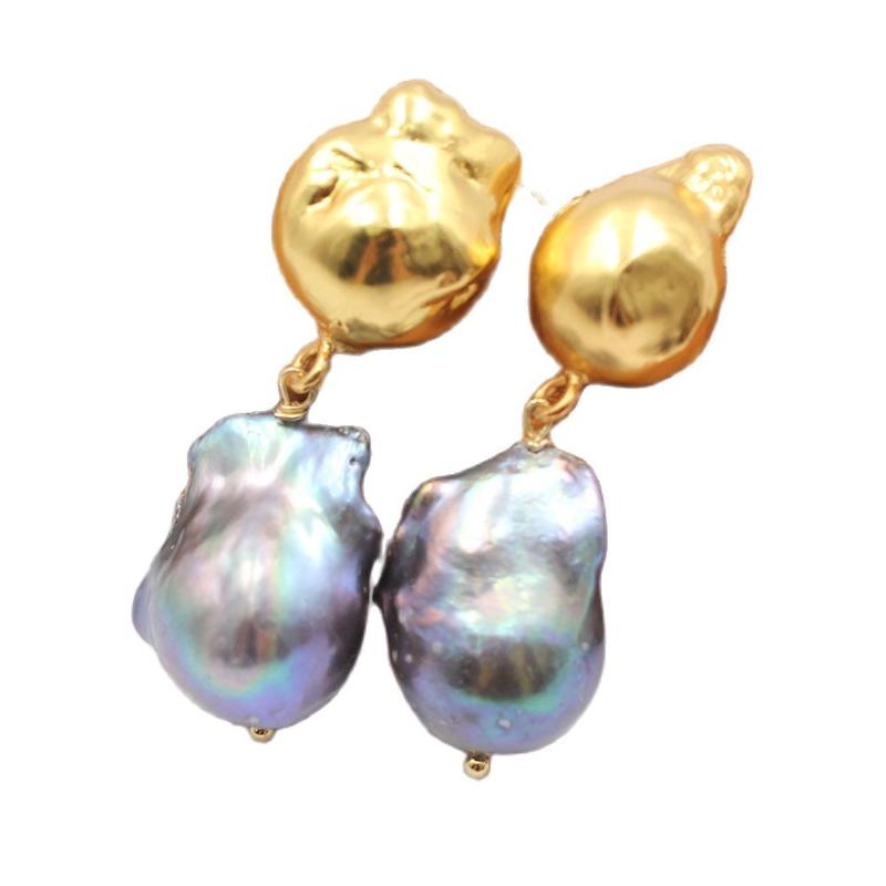 Dangle & Chandelier Jewelry Natural Black Baroque Pearl Keshi Inside Gold Plated Stud Earrings Handmade For WomenDangle
Dangle & Chandelier Jewelry Natural Black Baroque Pearl Keshi Inside Gold Plated Stud Earrings Handmade For WomenDangle