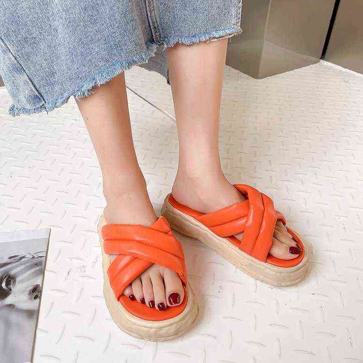 2022 Leather Flat Roman Shoes Women New Summer All-Match Cross Strap Sandals Female Ins Style Women's Sandals Y220412