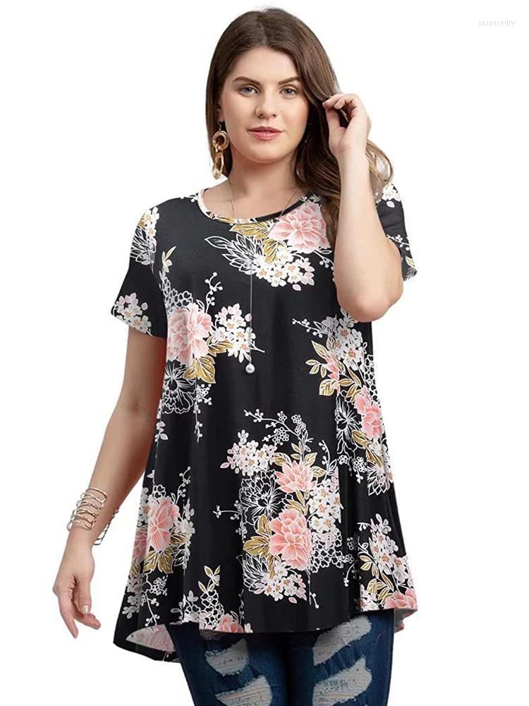 Women's Plus Size T-Shirt 4XL 5XL Blouse Women Spring Summer Floral Print Short Sleeve Casual Tops Tees Loose Oversized Ladies Tunic Jasp22
Women's Plus Size T-Shirt 4XL 5XL Blouse Women Spring Summer Floral Print Short Sleeve Casual Tops Tees Loose Oversized Ladies Tunic Jasp22