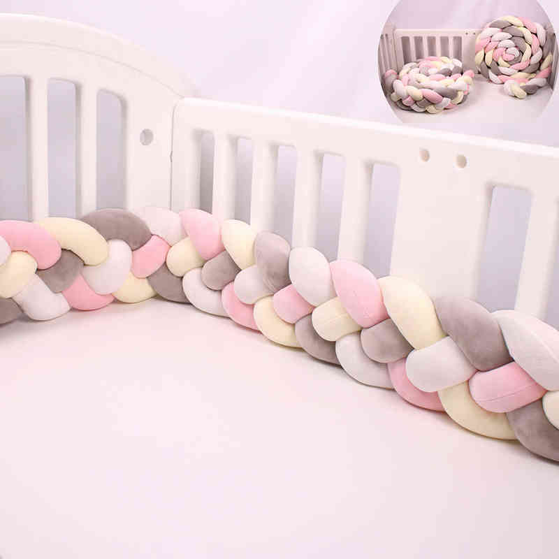 12cm Height Baby Bed Bumper Knot Cushion for Boys Girls Four Braid Cot Crib Protector cuna para bebe Room Decor AA220326 240925
